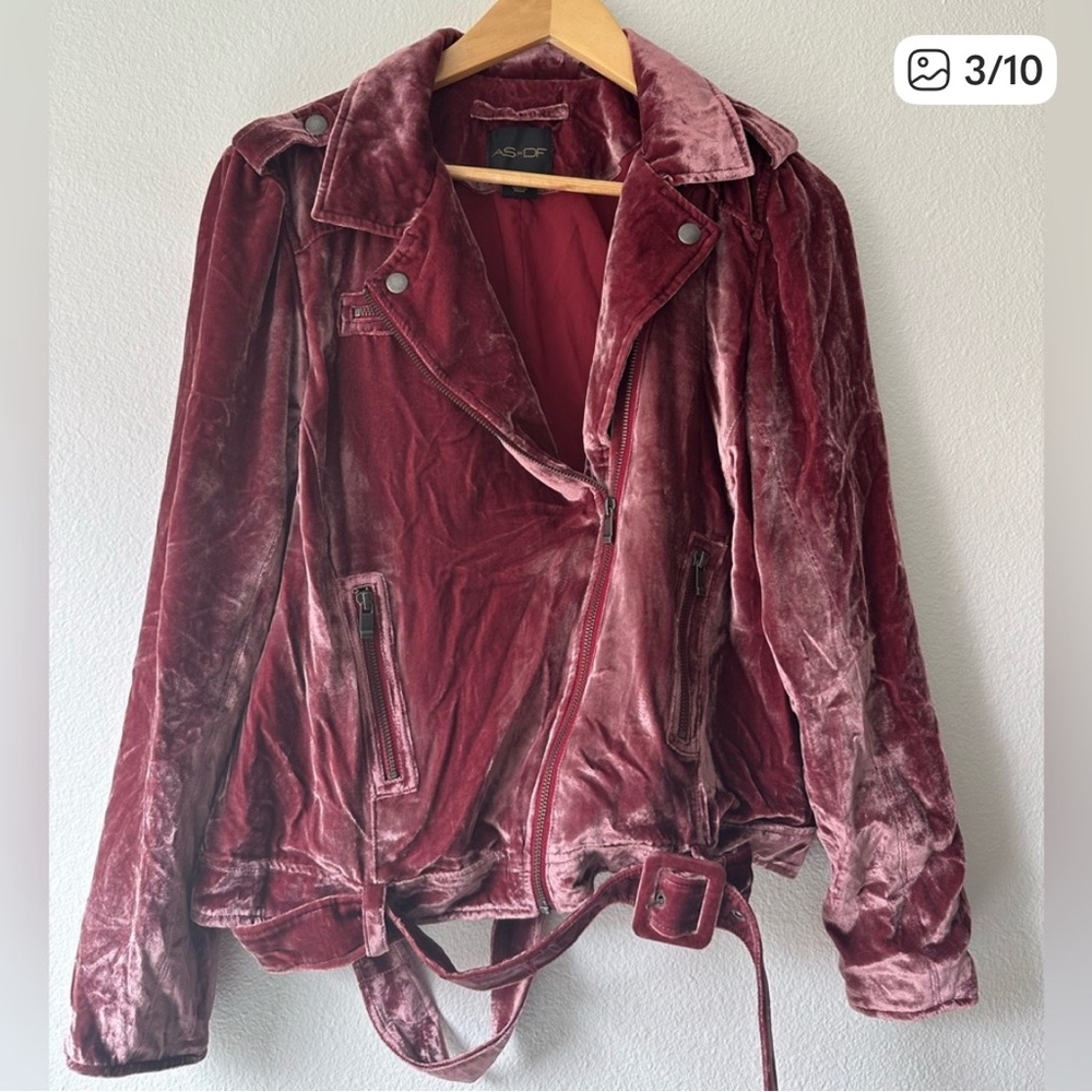 AS by DF/ pink crushed velvet moto jacket M